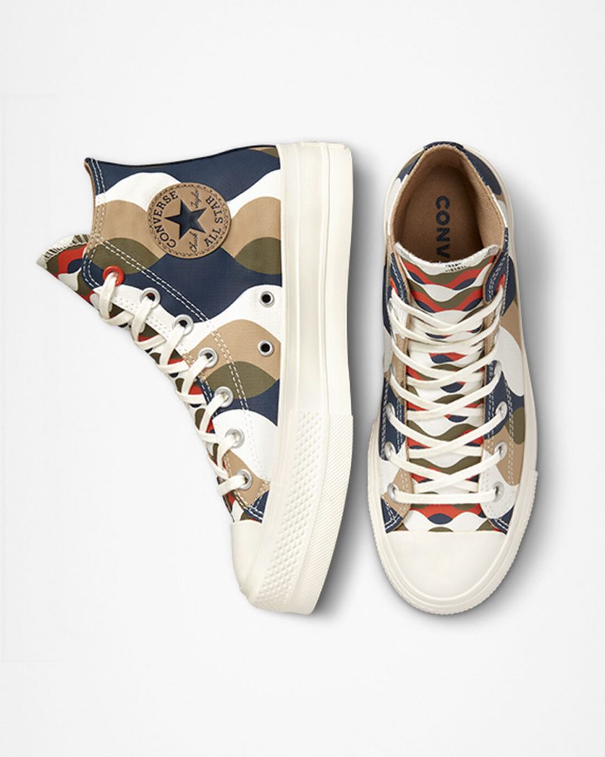 Women's Converse Chuck Taylor All Star Lift Twisted Classics High Top Platform Shoes Obsidian / Khaki | AU C4980F